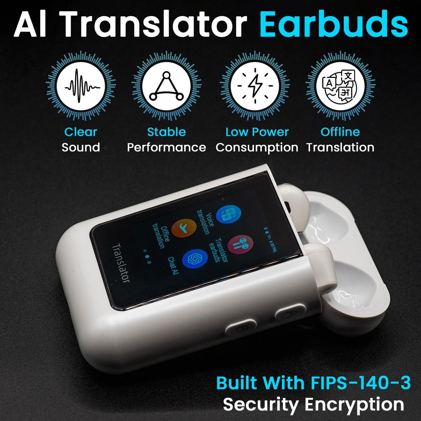 Offline Touchscreen Translator Earbuds