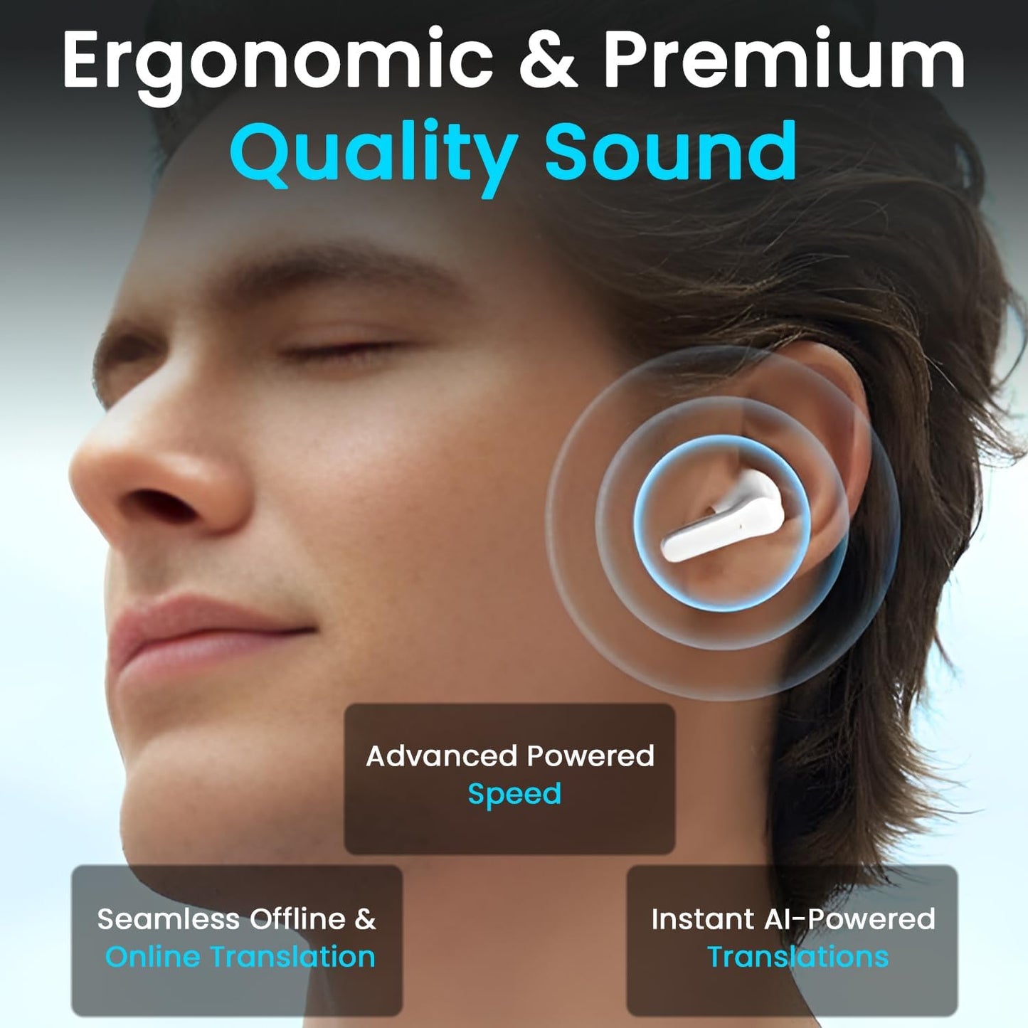 Offline Touchscreen Translator Earbuds